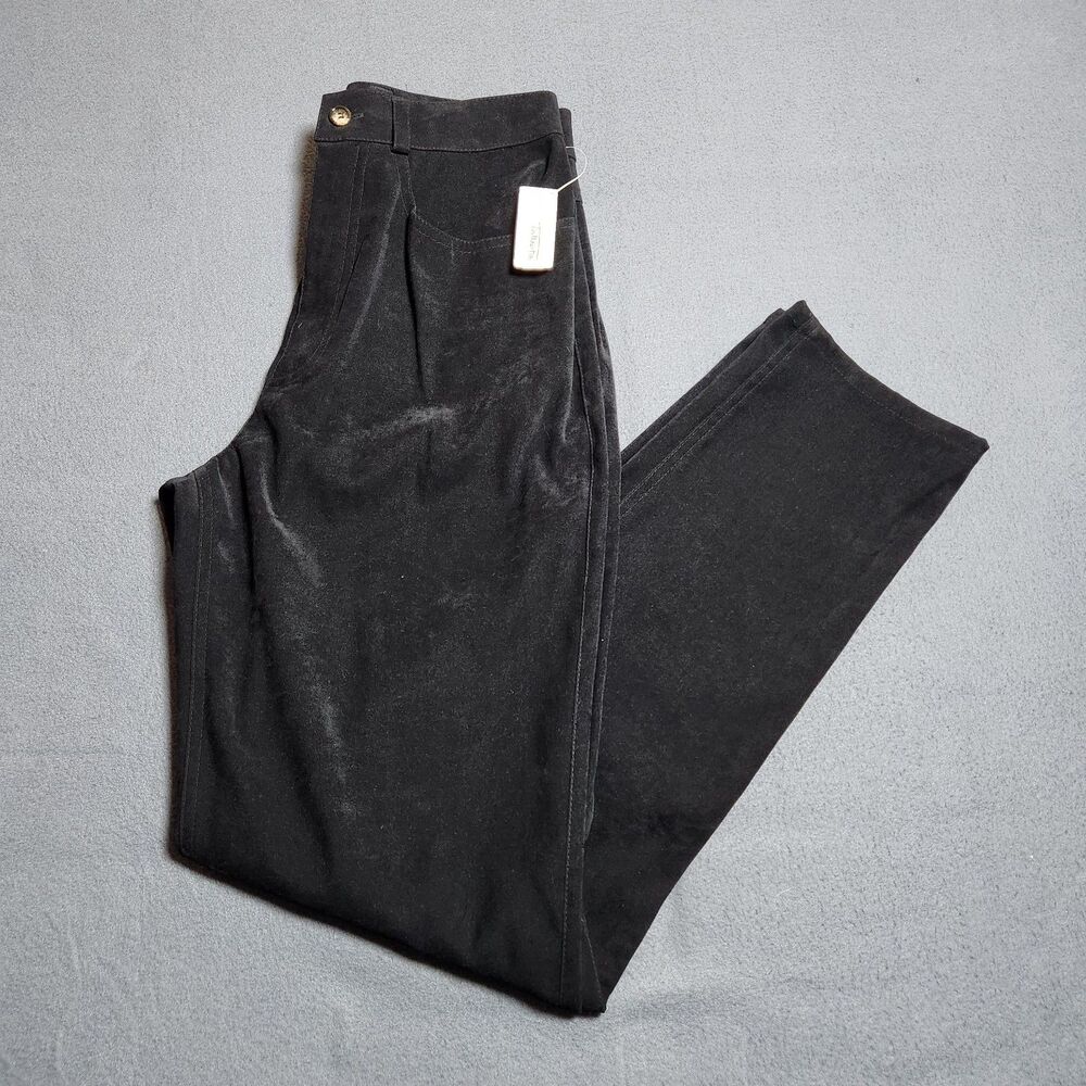 Talbots Pants Women 6 Black Velvet High Rise Straight Leg NWT
